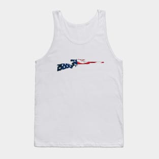 Patriotic Hunting Rifle with Scope and USA Flag Overlay Tank Top